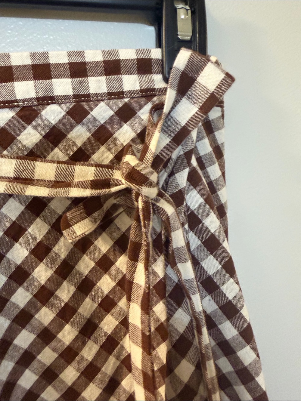 Miguelina Brown & Cream Gingham A-Line Wrap Skirt - Picture 3 of 6